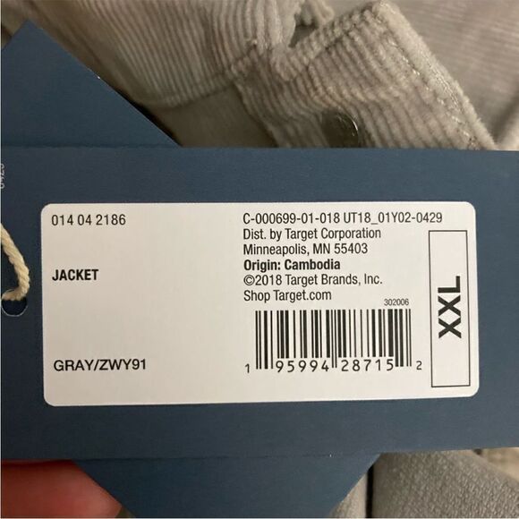 Universal Thread Light Gray Corduroy Jacket, Size XXL, NWT - Picture 7 of 9